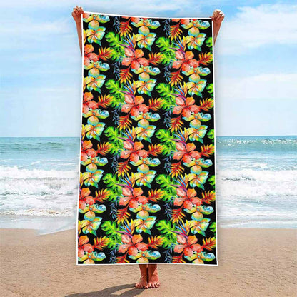 Tropical Hawaii Flowers Pattern Print Beach Towel