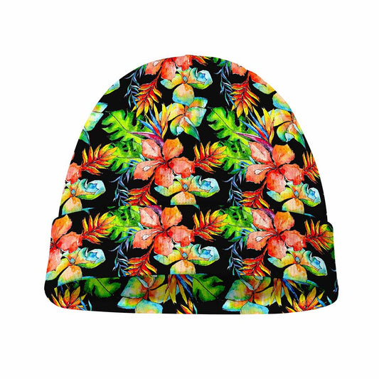 Tropical Hawaii Flowers Pattern Print Beanie