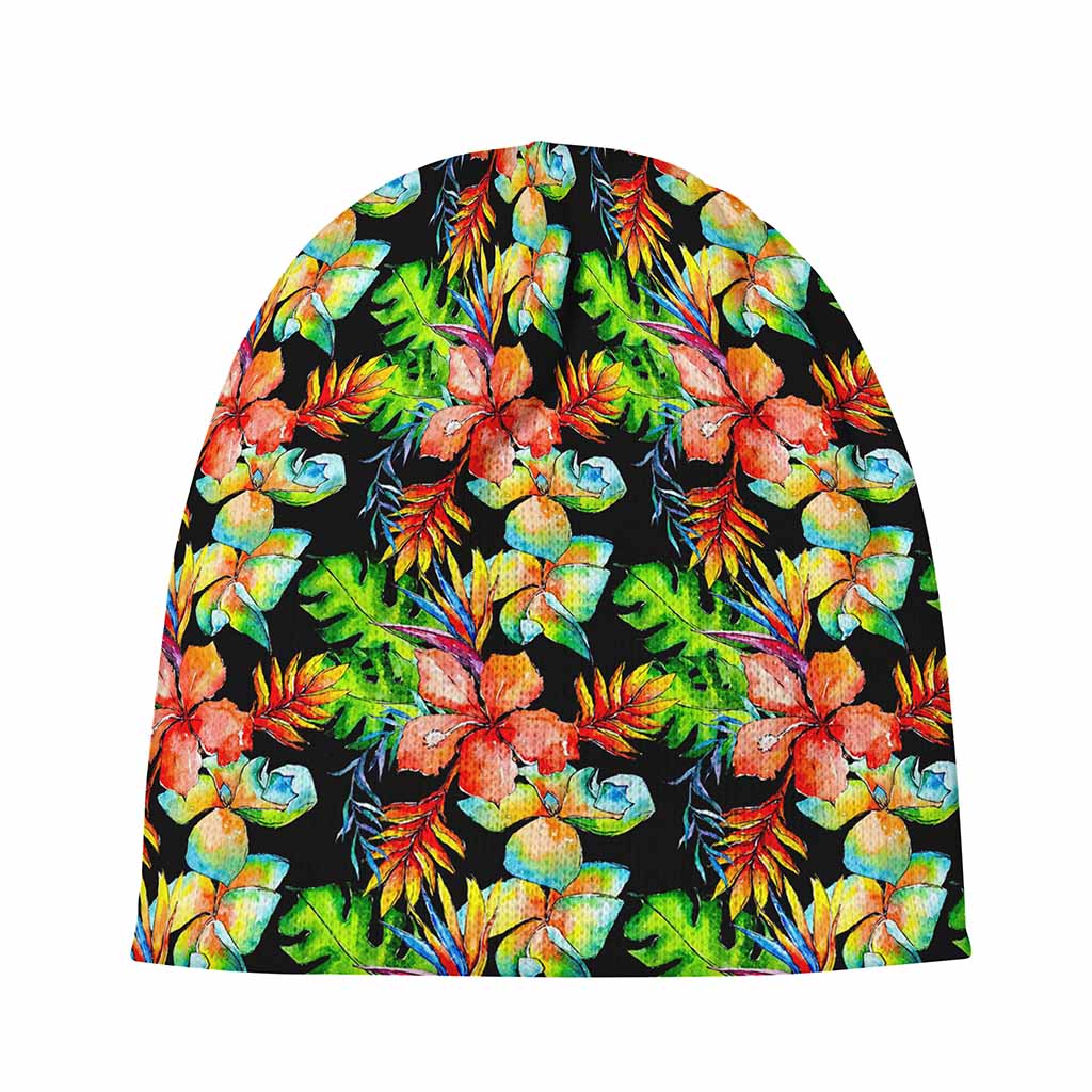 Tropical Hawaii Flowers Pattern Print Beanie