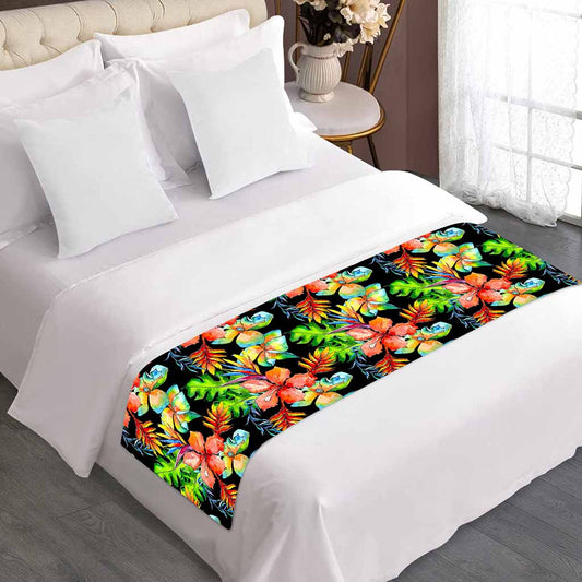 Tropical Hawaii Flowers Pattern Print Bed Runner