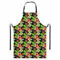 Tropical Hawaii Flowers Pattern Print Bib Apron With Pocket