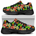 Tropical Hawaii Flowers Pattern Print Black Chunky Shoes