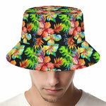 Tropical Hawaii Flowers Pattern Print Bucket Hat