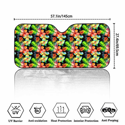 Tropical Hawaii Flowers Pattern Print Car Windshield Sun Shade
