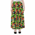 Tropical Hawaii Flowers Pattern Print Chiffon Maxi Skirt