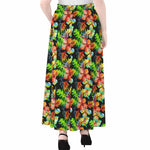 Tropical Hawaii Flowers Pattern Print Chiffon Maxi Skirt