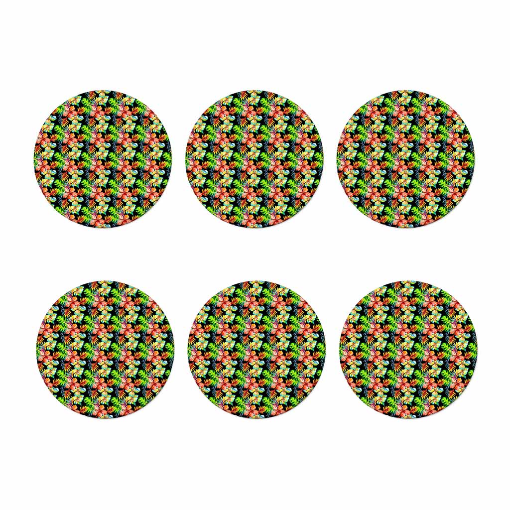 Tropical Hawaii Flowers Pattern Print Coaster Set