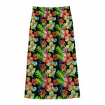 Tropical Hawaii Flowers Pattern Print Cotton Front Slit Maxi Skirt