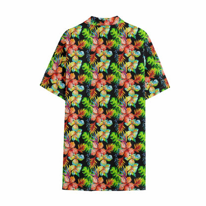 Tropical Hawaii Flowers Pattern Print Cotton Hawaiian Shirt