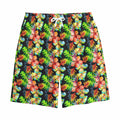 Tropical Hawaii Flowers Pattern Print Cotton Shorts