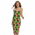 Tropical Hawaii Flowers Pattern Print Cross Back Cami Dress