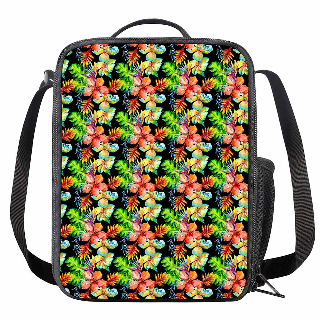 Tropical Hawaii Flowers Pattern Print Crossbody Lunch Bag