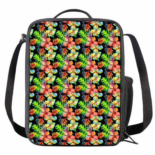 Tropical Hawaii Flowers Pattern Print Crossbody Lunch Bag
