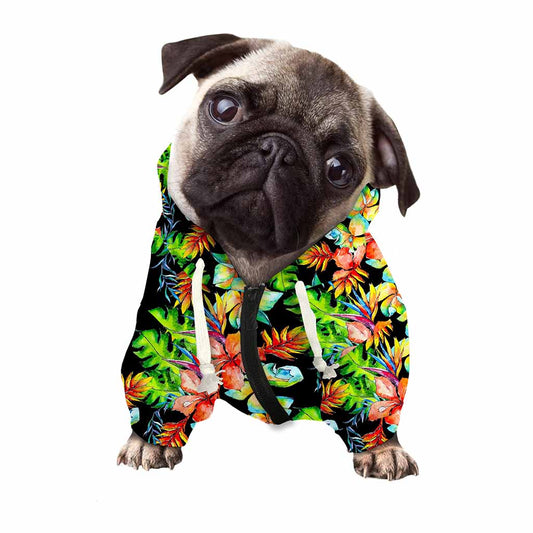 Tropical Hawaii Flowers Pattern Print Dog Zip Up Hoodie