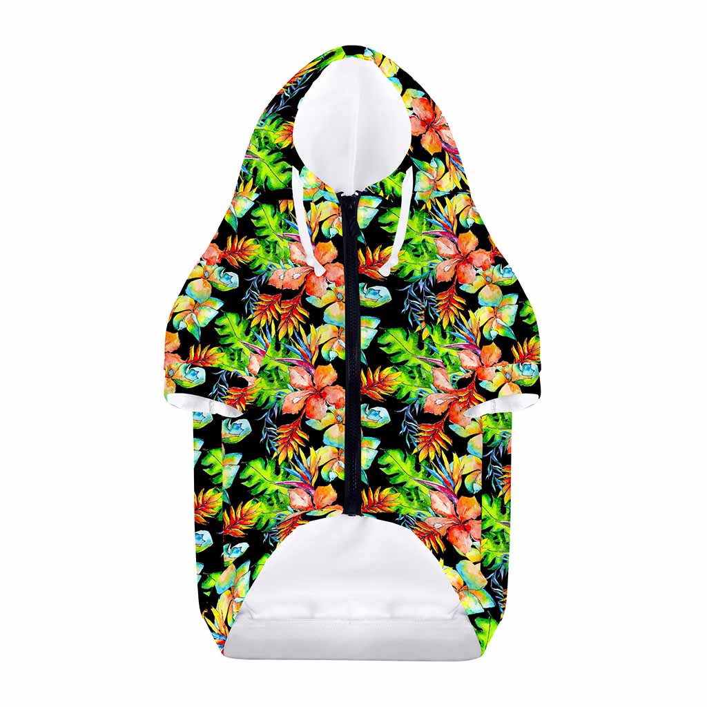 Tropical Hawaii Flowers Pattern Print Dog Zip Up Hoodie