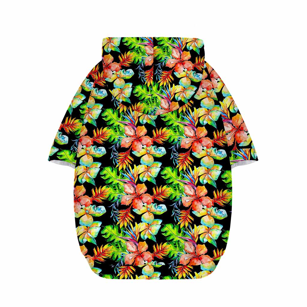 Tropical Hawaii Flowers Pattern Print Dog Zip Up Hoodie
