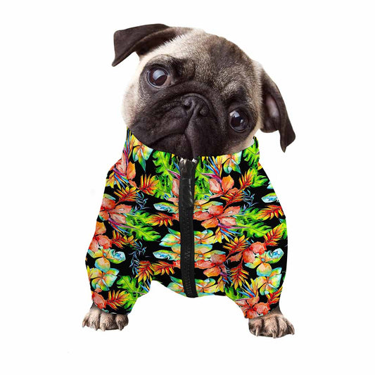 Tropical Hawaii Flowers Pattern Print Dog Zip Up Jacket