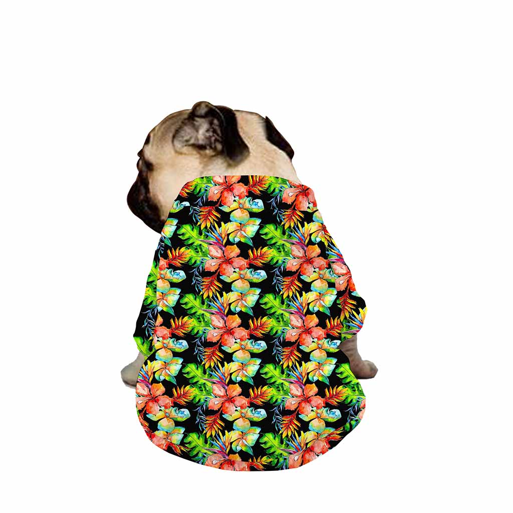 Tropical Hawaii Flowers Pattern Print Dog Zip Up Jacket
