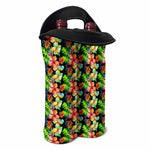 Tropical Hawaii Flowers Pattern Print Double Neoprene Wine Tote