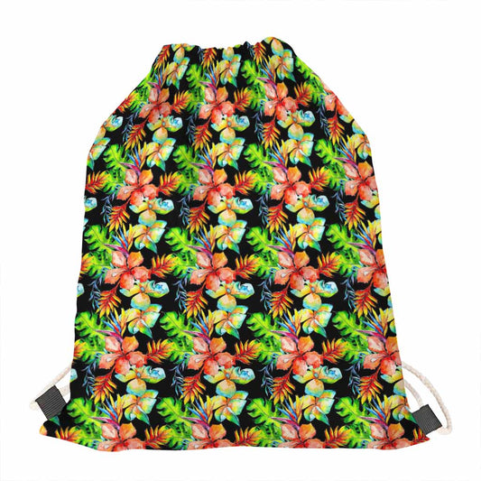Tropical Hawaii Flowers Pattern Print Drawstring Bag