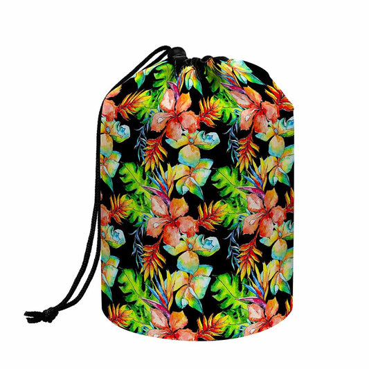 Tropical Hawaii Flowers Pattern Print Drawstring Makeup Bag