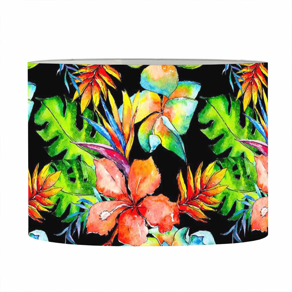 Tropical Hawaii Flowers Pattern Print Drum Lamp Shade