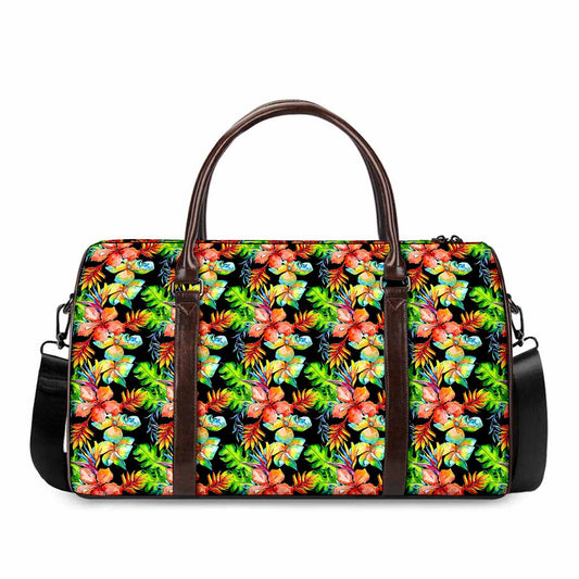 Tropical Hawaii Flowers Pattern Print Duffle Bag