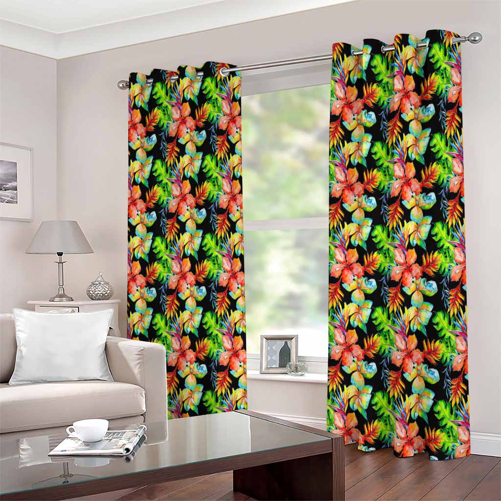 Tropical Hawaii Flowers Pattern Print Extra Wide Grommet Curtains