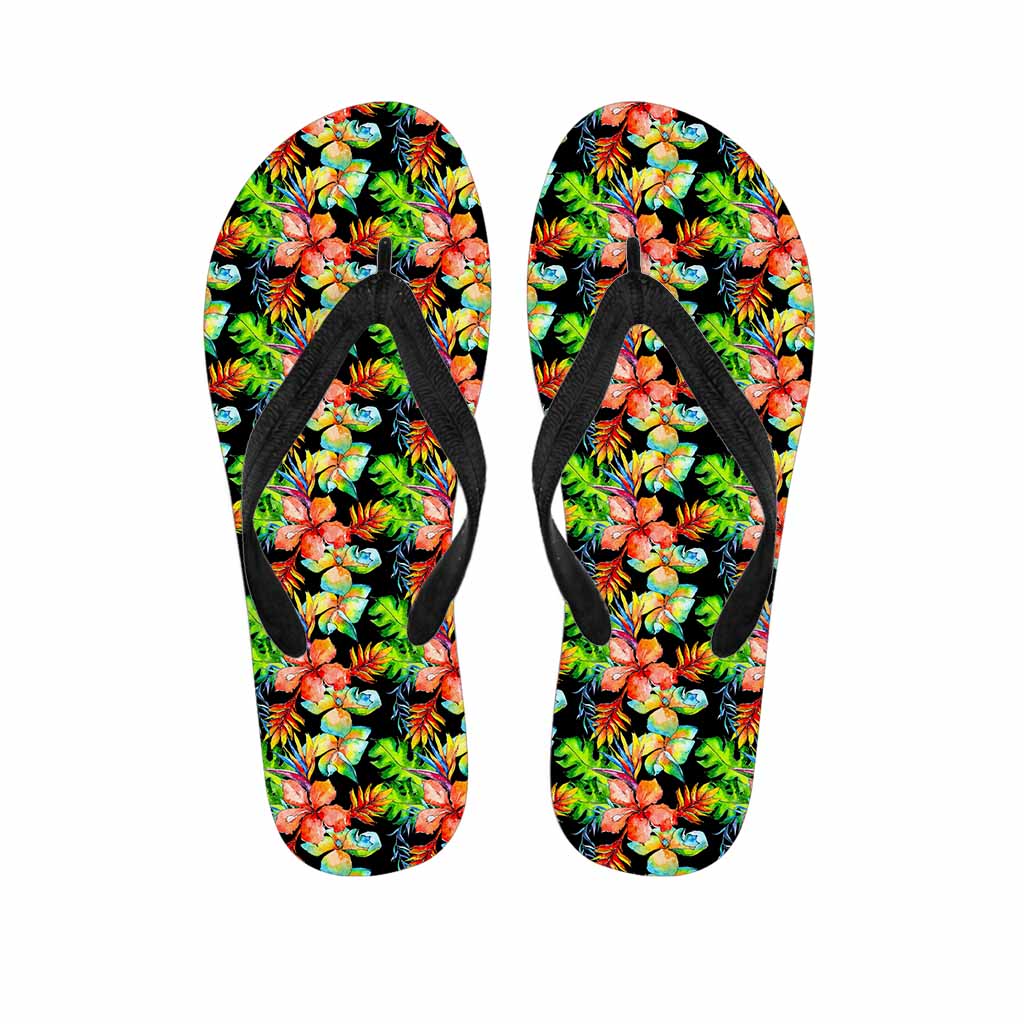 Tropical Hawaii Flowers Pattern Print Flip Flops