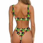 Tropical Hawaii Flowers Pattern Print Front Bow Tie Bikini