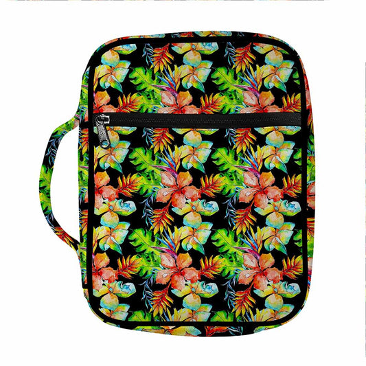 Tropical Hawaii Flowers Pattern Print Front Pocket Bible Bag