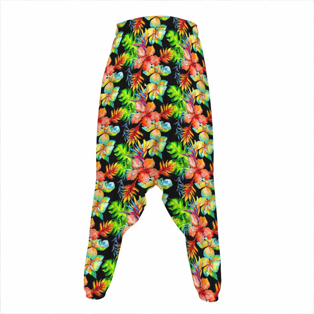 Tropical Hawaii Flowers Pattern Print Hammer Pants