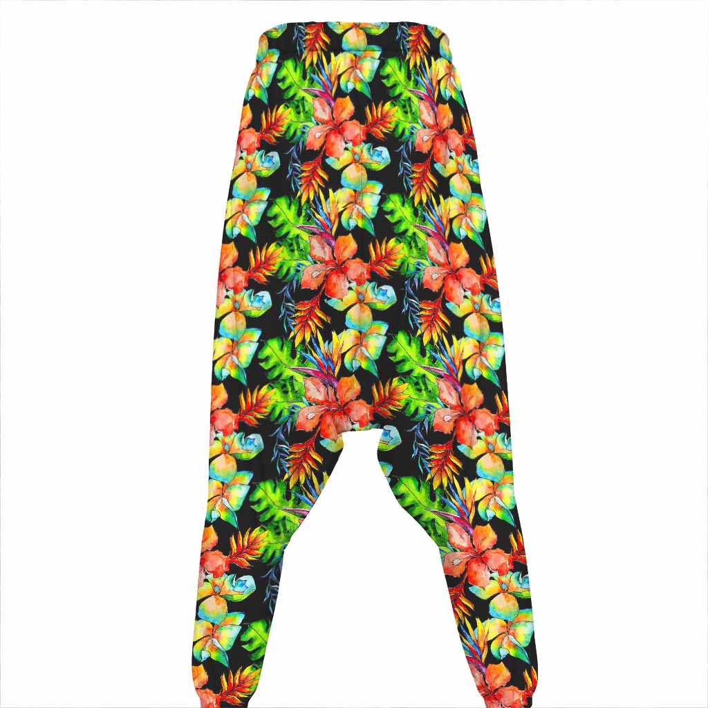 Tropical Hawaii Flowers Pattern Print Hammer Pants