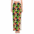 Tropical Hawaii Flowers Pattern Print High Slit Maxi Skirt