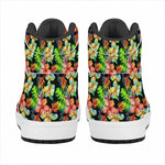 Tropical Hawaii Flowers Pattern Print High Top Leather Sneakers