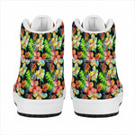 Tropical Hawaii Flowers Pattern Print High Top Leather Sneakers