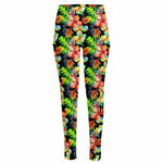 Tropical Hawaii Flowers Pattern Print High-Waisted Pocket Leggings