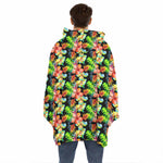 Tropical Hawaii Flowers Pattern Print Hoodie Blanket