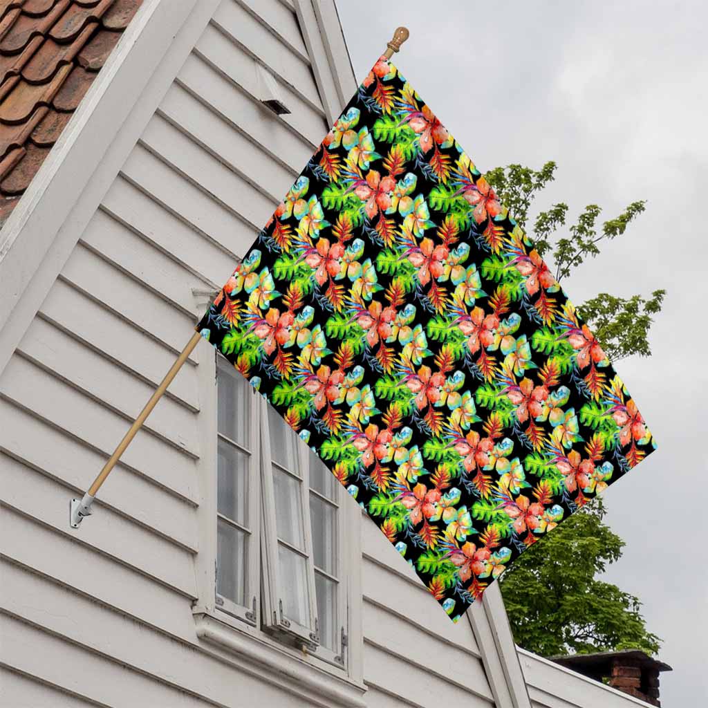 Tropical Hawaii Flowers Pattern Print House Flag