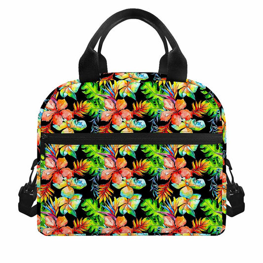 Tropical Hawaii Flowers Pattern Print Insulated Lunch Bag