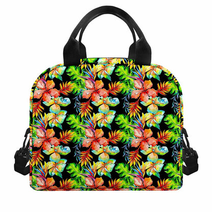 Tropical Hawaii Flowers Pattern Print Insulated Lunch Bag