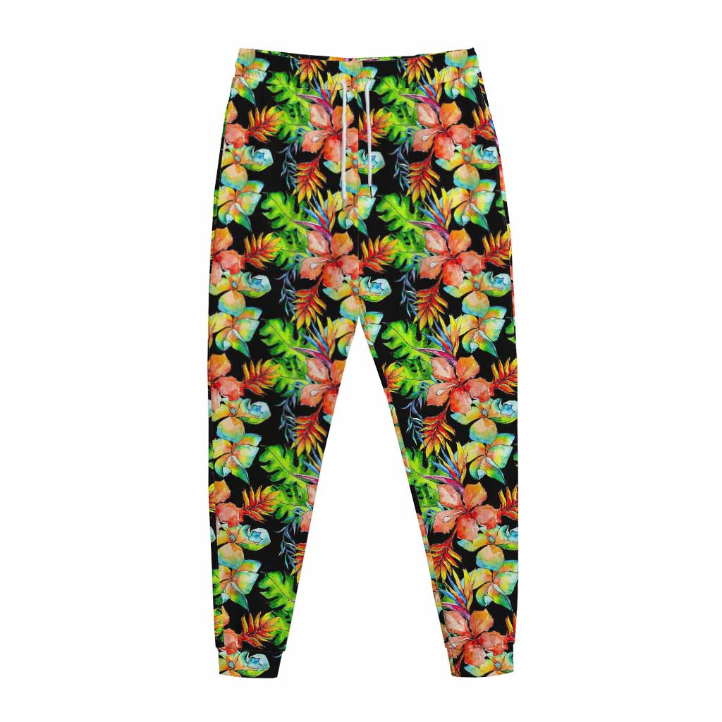 Tropical Hawaii Flowers Pattern Print Jogger Pants
