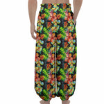 Tropical Hawaii Flowers Pattern Print Lantern Pants