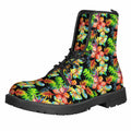 Tropical Hawaii Flowers Pattern Print Lace-Up Boots