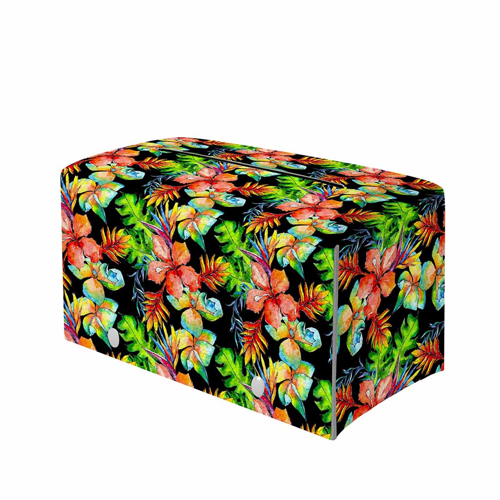 Tropical Hawaii Flowers Pattern Print Leather Tissue Box Cover