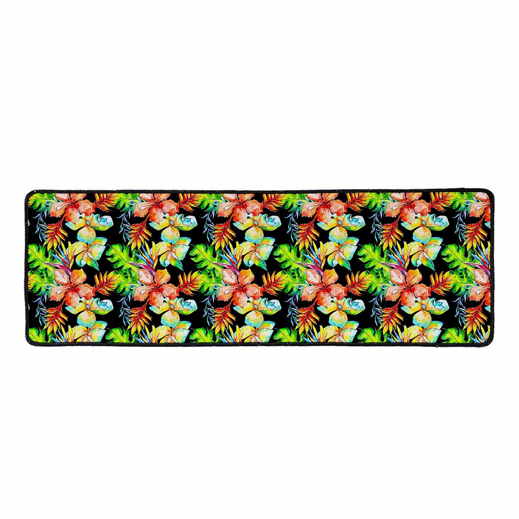 Tropical Hawaii Flowers Pattern Print Long Kitchen Mat
