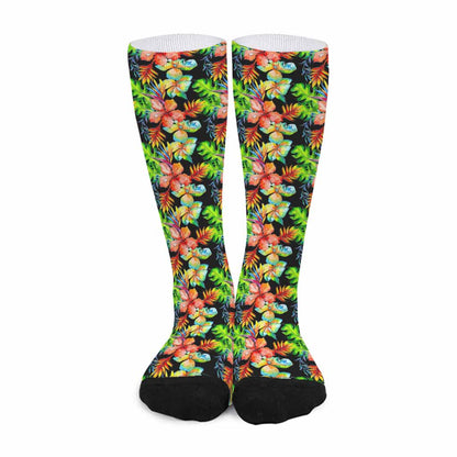 Tropical Hawaii Flowers Pattern Print Long Socks