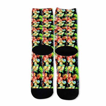 Tropical Hawaii Flowers Pattern Print Long Socks
