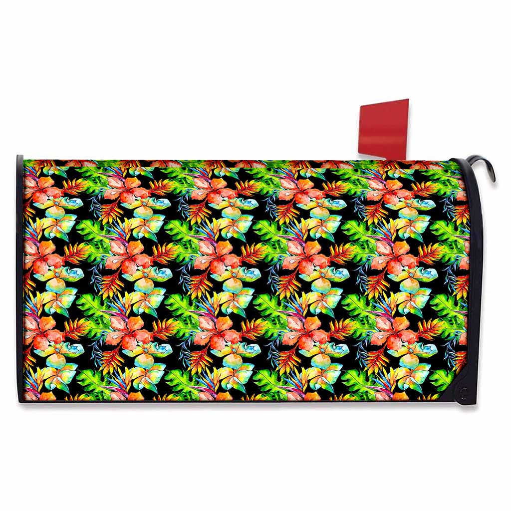 Tropical Hawaii Flowers Pattern Print Mailbox Cover