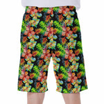 Tropical Hawaii Flowers Pattern Print Men's Beach Shorts
